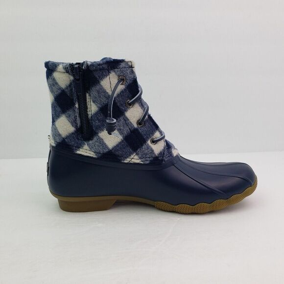 Sperry Top Sider Saltwater Youth Size 6Y Blue Plaid Wool Waterproof Duck Boots - Picture 4 of 13